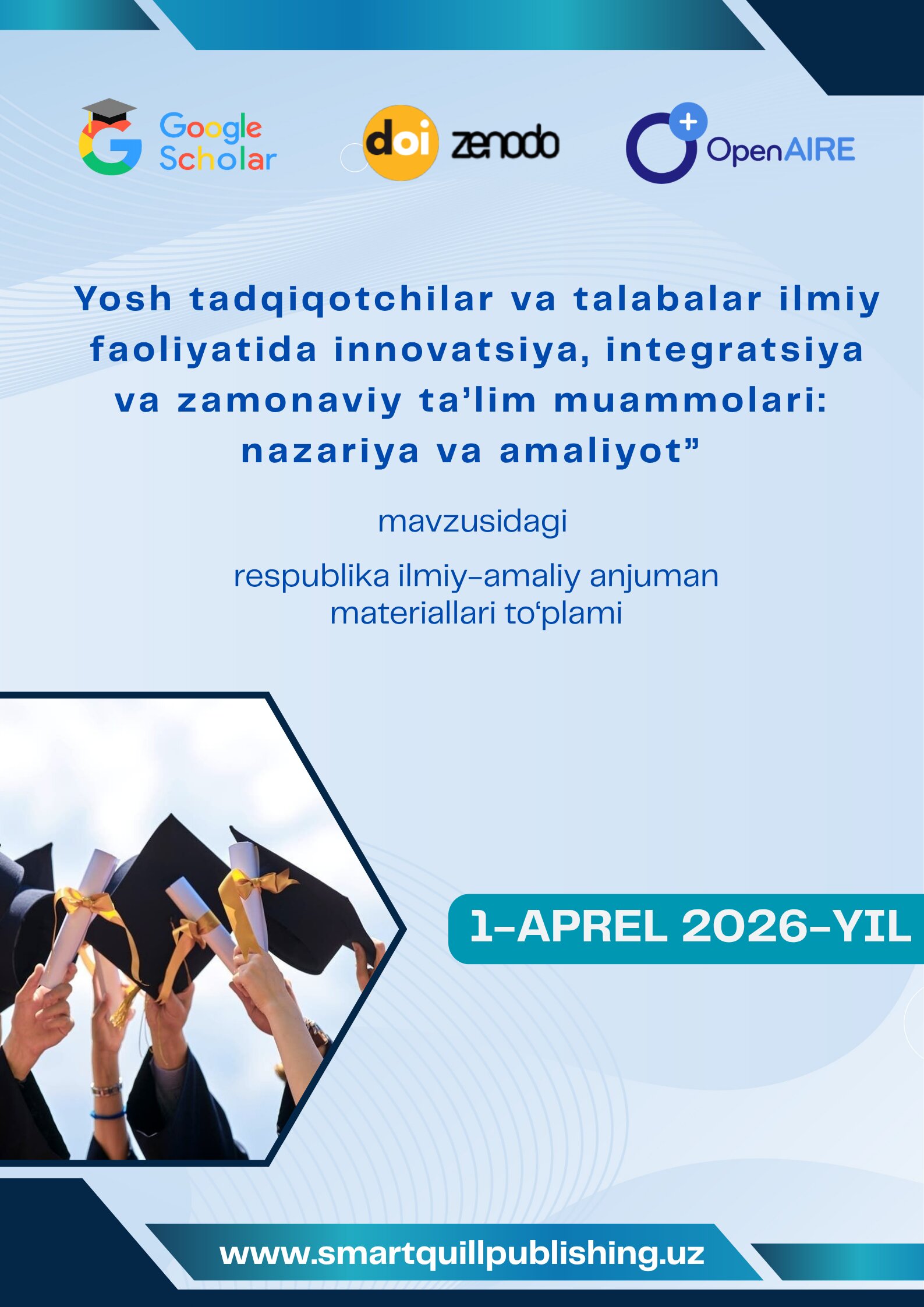 “Yosh tadqiqotchilar va talabalar ilmiy faoliyatida innovatsiya, integratsiya va zamonaviy ta’lim muammolari: nazariya va amaliyot” mavzusidagi Respublika ilmiy-amaliy anjumani materiallari to‘plami.
